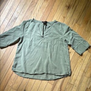 Multiples Khaki Blouse with 3/4 Sleeves